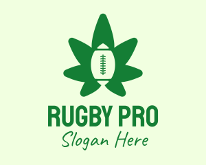 Rugby - Green Rugby Cannabis Leaf logo design