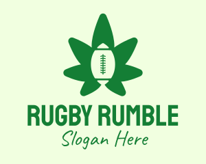 Rugby - Green Rugby Cannabis Leaf logo design