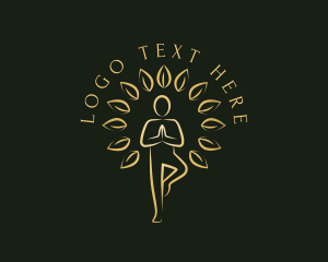 Luxe - Gold Yoga Tree Pose logo design