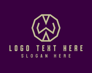 Modern Decagon Letter W  Logo