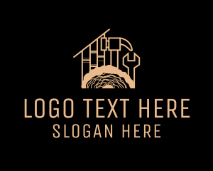 Log - Home Carpentry Tools logo design