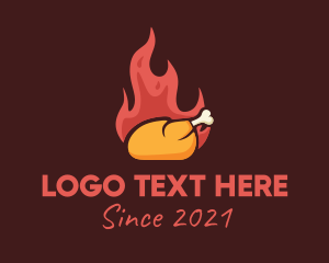 Roasted Chicken - Hot Roast Chicken BBQ logo design