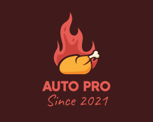 Flaming - Hot Roast Chicken BBQ logo design