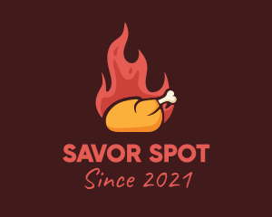 Lunch - Hot Roast Chicken BBQ logo design