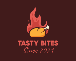 Lunch - Hot Roast Chicken BBQ logo design