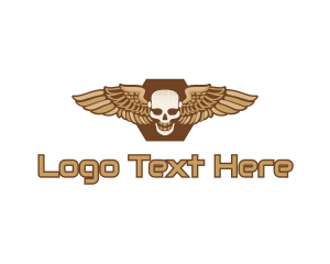 Aeronautics - Gold Wing Skull logo design