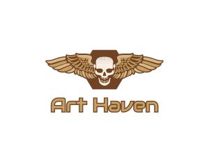 Gold Wing Skull logo design