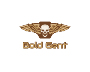 Gold Wing Skull logo design