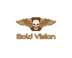 Gold Wing Skull logo design