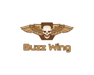Gold Wing Skull logo design