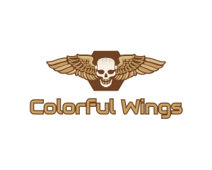 Gold Wing Skull logo design