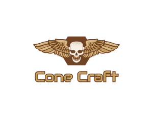 Gold Wing Skull logo design