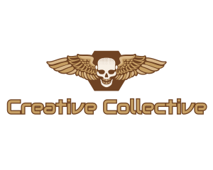 Gold Wing Skull logo design