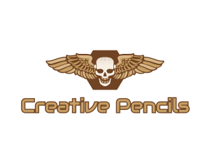 Gold Wing Skull logo design