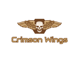 Gold Wing Skull logo design