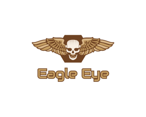 Gold Wing Skull logo design