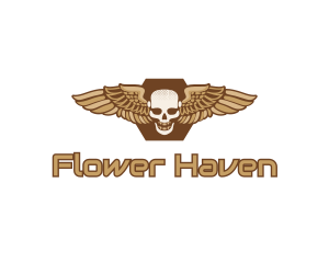 Gold Wing Skull logo design