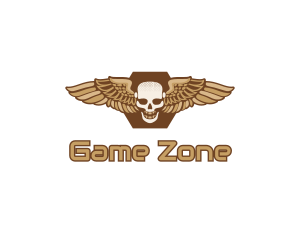 Gold Wing Skull logo design