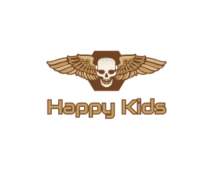 Gold Wing Skull logo design