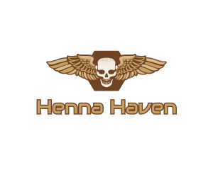 Gold Wing Skull logo design