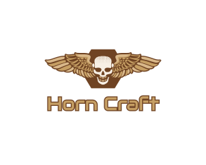 Gold Wing Skull logo design