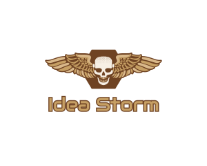 Gold Wing Skull logo design