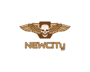 Gold Wing Skull logo design