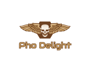 Gold Wing Skull logo design