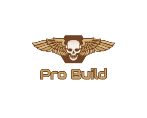 Gold Wing Skull logo design