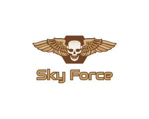 Airforce - Gold Wing Skull logo design