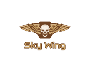 Wing - Gold Wing Skull logo design