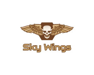 Gold Wing Skull logo design