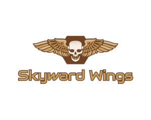 Aeronautics - Gold Wing Skull logo design