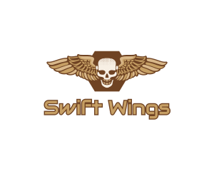 Gold Wing Skull logo design