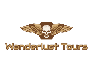 Gold Wing Skull logo design