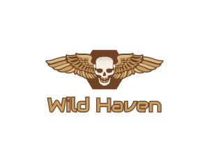 Gold Wing Skull logo design