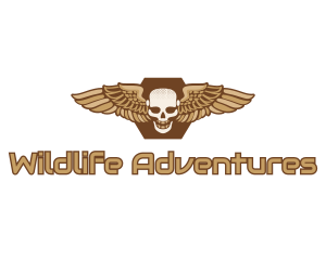 Gold Wing Skull logo design