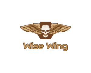 Gold Wing Skull logo design