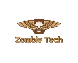 Zombie - Gold Wing Skull logo design