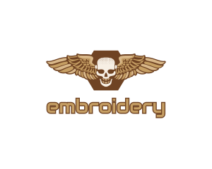 Gold Wing Skull logo design