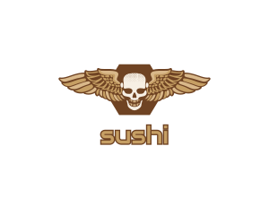 Gold Wing Skull logo design