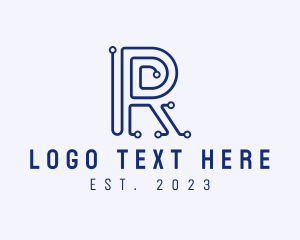 Network - Digital Technology Letter R logo design