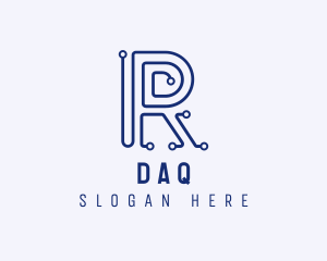 Digital Technology Letter R  Logo