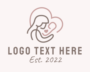 Nursing - Breastfeeding Mother Heart logo design