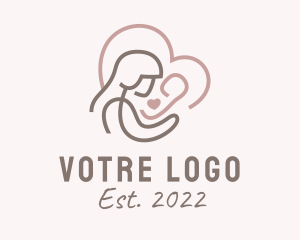 Maternity - Breastfeeding Mother Heart logo design