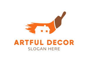 Decorate - Orange Paint Brush logo design