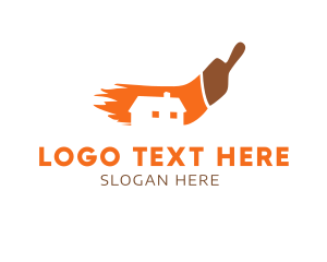 Interior - Orange Paint Brush logo design
