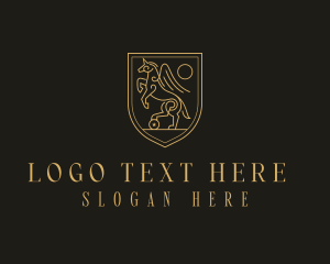 Classic - Mythical Unicorn Shield logo design