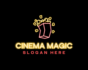 Movie - Neon Movie Popcorn logo design