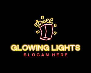 Lights - Neon Movie Popcorn logo design